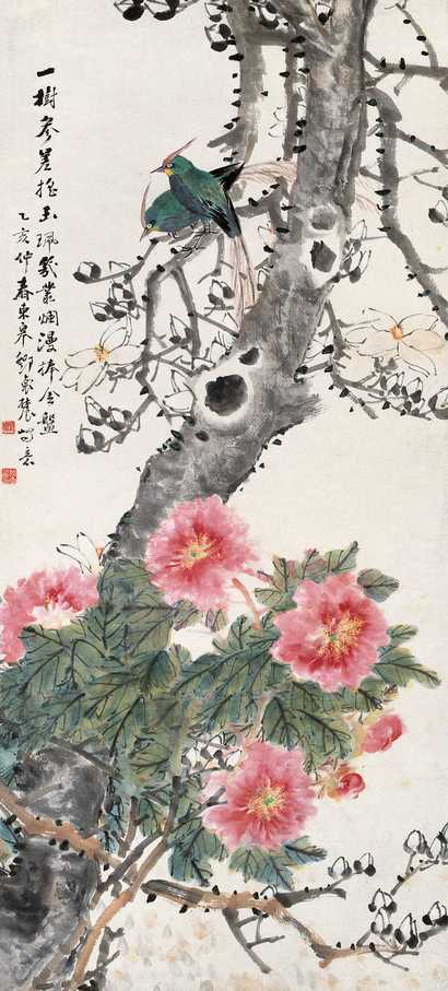 邓怀农 1935年作 花鸟 立轴